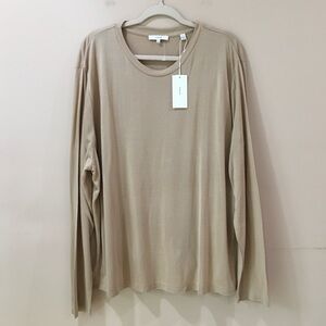 Vince Beige Essential Modal Tee Long Sleeve Crew Neck Top